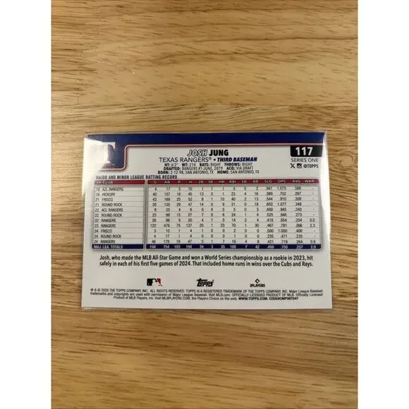 2025 Topps Series 1 - Josh Jung #117 Holo Foil - Picture 2 of 2